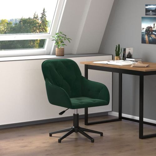 Vidaxl Chaise Pivotante De Bureau Vert Foncé Velours