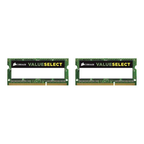 CORSAIR Value Select - DDR3L - kit - 16 Go: 2 x 8 Go - SO DIMM 204 broches - 1600 MHz / PC3-12800 - CL11 - 1.35 / 1.5 V - mémoire sans tampon - non ECC