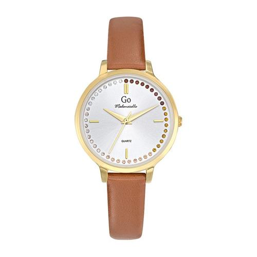 Go Girl Montre Femme Acier Doré Cuir Marron 699499