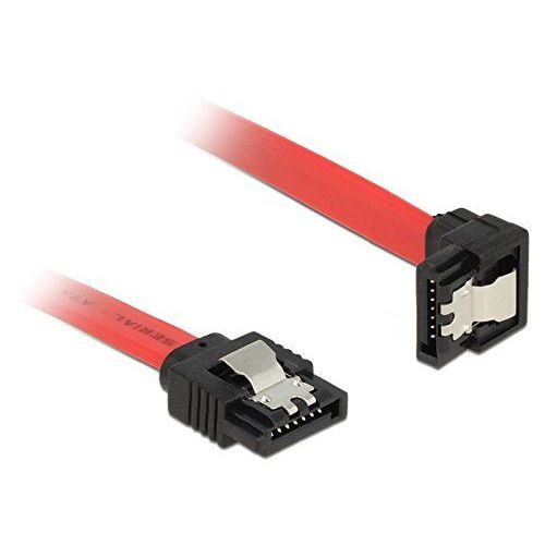 Delock - Câble SATA - Serial ATA 150/300/600 - SATA (M) pour SATA (M) - 50 cm - connecteur à 90°, verrouillé - rouge