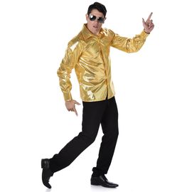 Chemise Disco À Sequins Dorés Homme - Taille: S