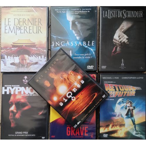 Lot De 6 Dvd : Retour Vers Le Futur/ La Liste De Schindler / Le Dernier Empereur / Grave/ Hypnose/ Signes