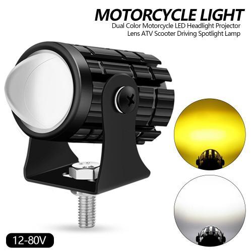 Projecteur de phare universel à lampe LED pour moto, VTT et scooter,  lampadaire d'éclairage de piste auxiliaire de deux couleurs