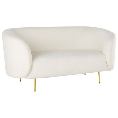 Canapé 2 Places En Tissu Bouclé Blanc Loen
