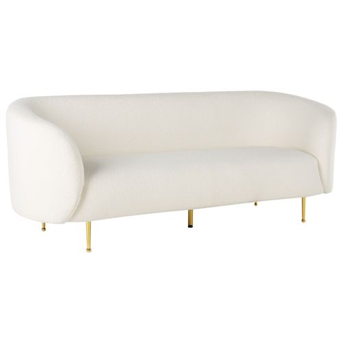 Canapé 3 Places En Tissu Bouclé Blanc Loen