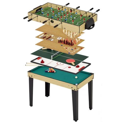 Table de jeux 10 en 1 - Baby Foot - Billard - Ping Pong - Hockey - Bowling - Cartes - Structure Bois - Accessoires Inclus
