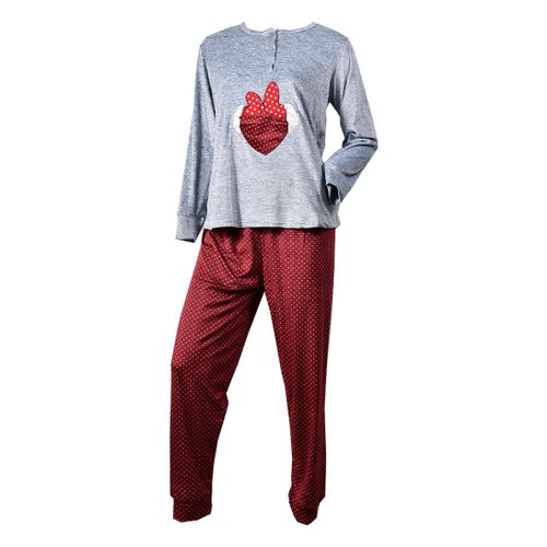 Pyjama Femme Long Soft Touch Polaire F1242 Loveheart Gris