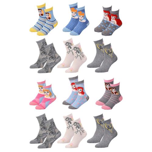 Chaussettes Fille Licence Pack De 12 Paires Surprise Pack 12 Les Princesses