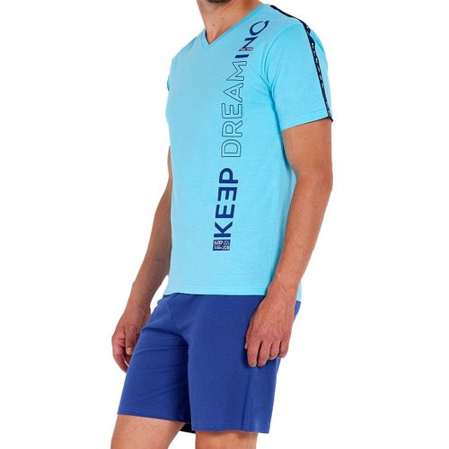 Pyjama Court Coton Vibe Bleu