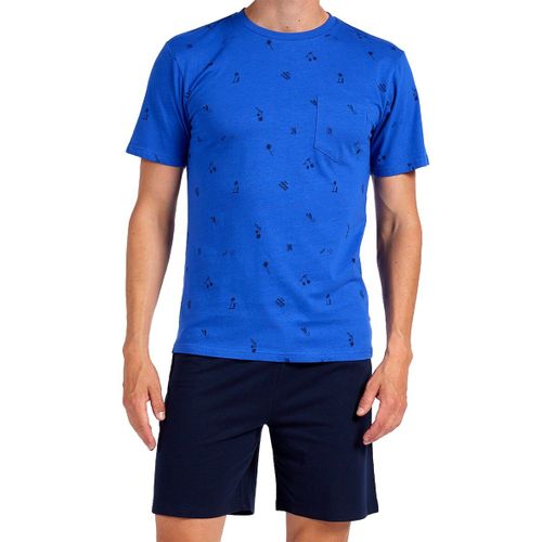 Pyjama Court Coton Pla Marine