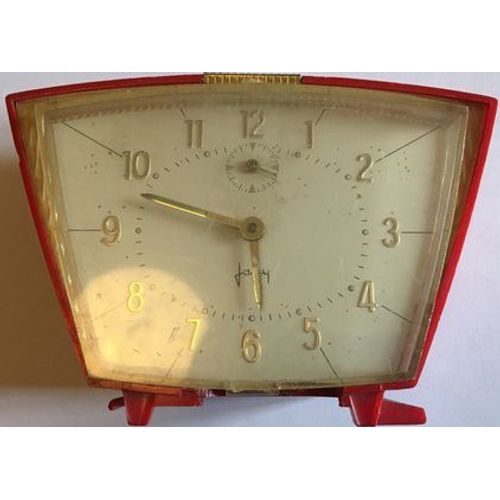 grand réveil rouge japy - mouvement mécanique - année 1965