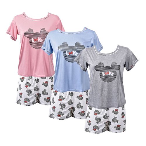 Pyjama Court Femme Humoristique En Coton 358 Pack De 3