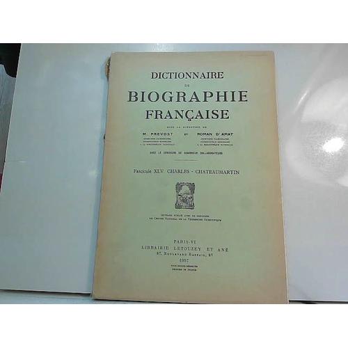 Dictionnaire De Biographie Française Fasc. Xlv Char-Chat