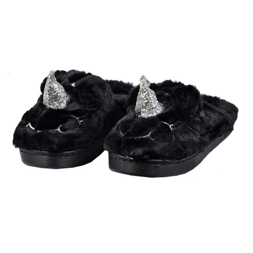 Pantoufles Enfant Fantaisie Chaleur Et Confort 9215 Licorne Noir