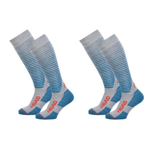 Chaussettes Sport Head Performance -Assortiment Modèles Photos Selon Arrivages- Pack De 2 Paires Ski Rayures Bleu004