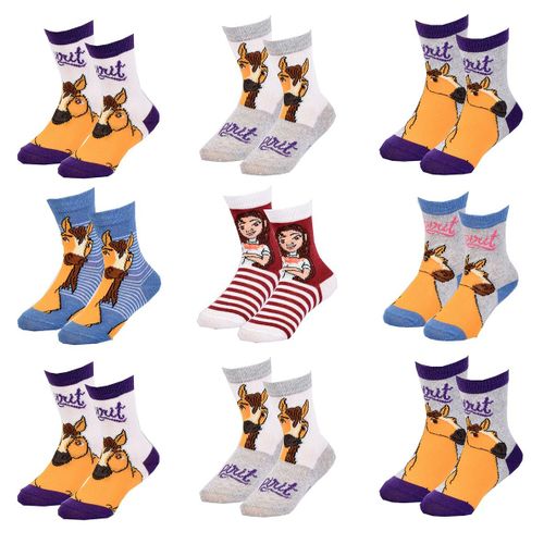 Chaussettes Enfant Spirit Fantaisie -Assortiment Modèles Photos Selon Arrivages- Pack De 9 Paires Girls