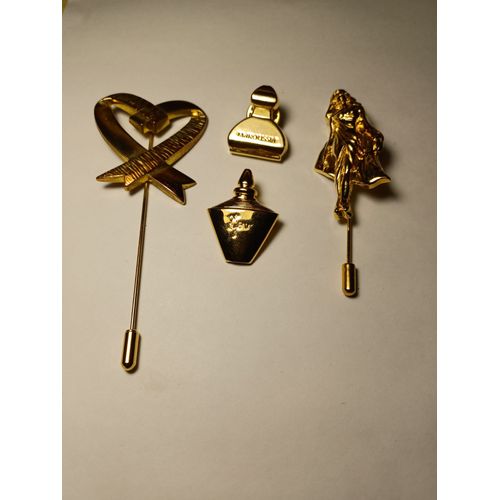 Lot De 4 Broches Parfum/Mode Vintage