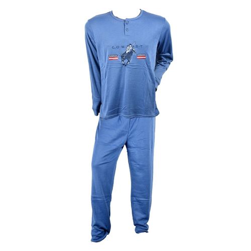 Pyjama Homme Long Sweet Secret C2709 Polo Confort Bleu