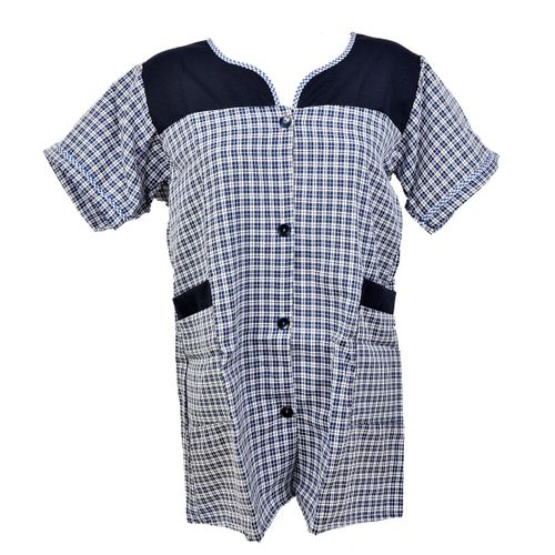 Blouse De Travail Boutonnée Pour Femme, Tablier Sans Manches Blouse Vichy Marine