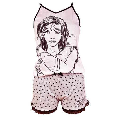 Pyjama Femme Comics: Wonderwoman En Coton -Chaleur,Douceur Et Confort- Wonderwoman Et3621 Rose