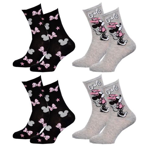 Pack De Chaussettes Adulte Licence Fantaisies-Assortiment Modèles Photos Selon Arrivages- Pack De 4 Paires Minnie 2539