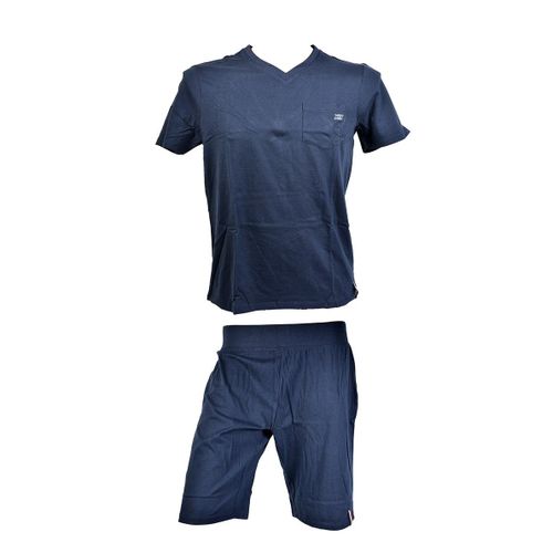 Pyjama Homme New Man En Coton -Chaleur, Douceur Et Confort- Pyjacourt Newman 3617 Col V Marine