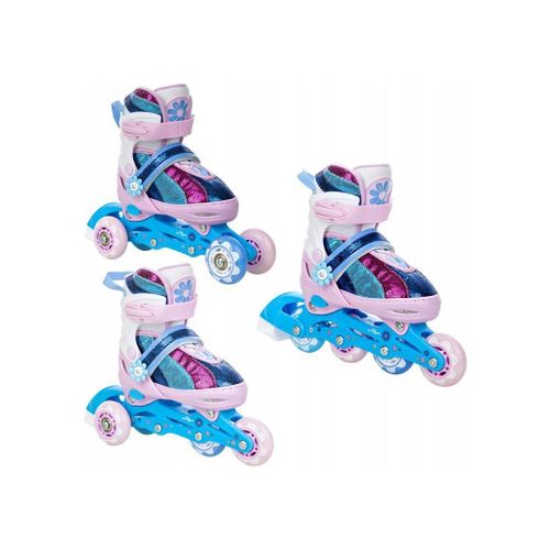 Roller En Ligne Senia Du 34 Au 37 + Patin A Roulette + Triskate Enfant Mixte Taille Ajustable Rose Raven