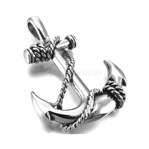 Pendentif Inox Ancre De Marine Avec Cordage Bijoux Homme Femme Rocker