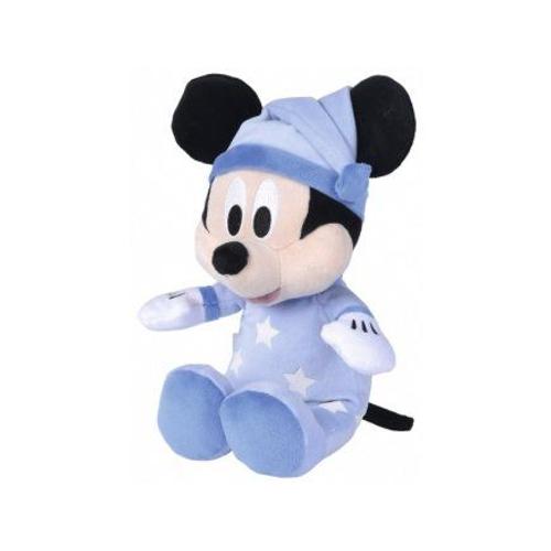 Peluche Mickey Avec Etoiles Phosphorescentes 25 Cm - Doudou Enfant Brille Dans La Nuit Bleu - Cadeau Naissance Disney - Garcon