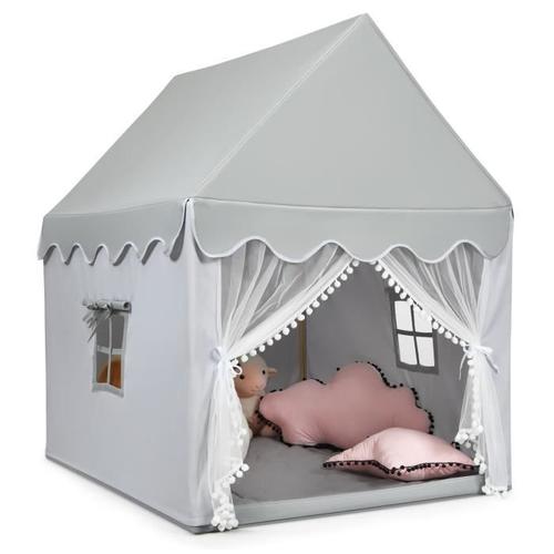 Costway Tente De Jeu Pour 4 Enfants, Cabane Avec Tapis Lavable Intérieur / Extérieur 120 X 105 X 140 Cm (L X L X H ) Gris