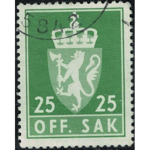 Norvège 1975 Oblitéré Used Armoiries Off. Sak 25 Ore Lion Héraldique Y&t No S71 Su