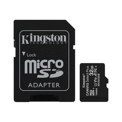 Kingston Canvas Select Plus - Carte mémoire flash (adaptateur microSDHC - SD inclus(e)) - 32 Go - A1 / Video Class V10 / UHS Class 1 / Class10 - microSDHC UHS-I