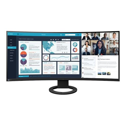 EIZO FlexScan EV3895-BK - Avec FlexStand - écran LED - incurvé - 37.5" - 3840 x 1600 UWQHD+ @ 61 Hz - IPS - 300 cd/m² - 1000:1 - 5 ms - 2xHDMI, DisplayPort, USB-C - haut-parleurs - noir
