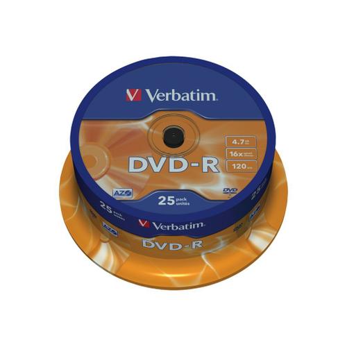 Verbatim - 25 x DVD-R - 4.7 Go 16x - argent mat - spindle