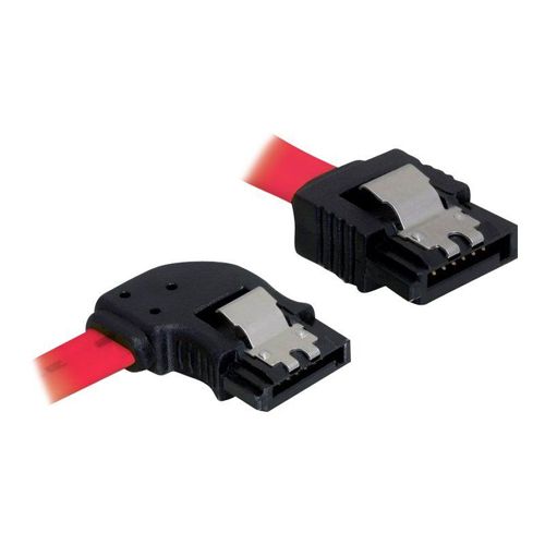 Delock Cable SATA - Câble SATA - Serial ATA 150/300 - SATA (F) pour SATA (F) - 50 cm - verrouillé, connecteur à angle gauche, connecteur droite - rouge
