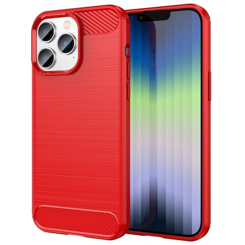 Coque Pour Apple Iphone 14 Pro Max - Housse Etui Silicone Gel Carbone + Verre Trempe - Rouge