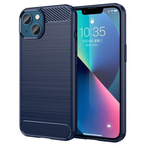 Coque Pour Apple Iphone 14 Plus - Housse Etui Silicone Gel Carbone + Verre Trempe - Bleu Fonce