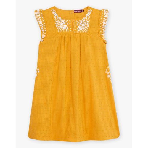 Robe Plumetis Jaune Moutarde Brodée Enfant Fille (Sergent Major)
