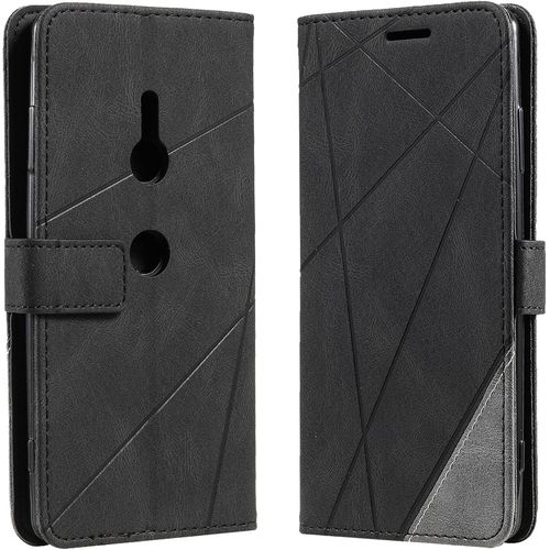 Coque Pour Sony Xperia Xz3, Rabat Portefeuille De Protection Cuir Pu Etui, Slim Silicone Tpu Bumper Magnetique Housse, Flip Porte Cartes Avec Fonction Support Cover Antichoc Case (Le Noir)