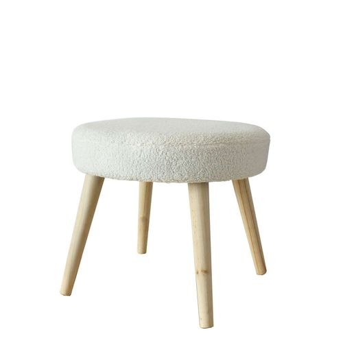 Table D'appoint En Bouclette Lodge - Diam. 45 X H. 40 Cm - Ecru