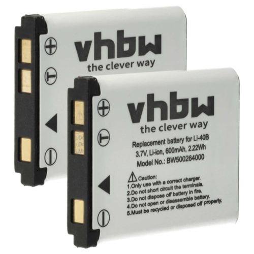 vhbw 2x Batterie compatible avec BenQ E1030, E1230, AE220, AE250, E1035, AE200, AE210, AE110, AE115, AE100 appareil photo (500mAh, 3,6V, Li-ion)