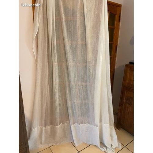 Luxueux Rideaux Voilage Blanc Vintage Dimensions :190 X 234 Cm