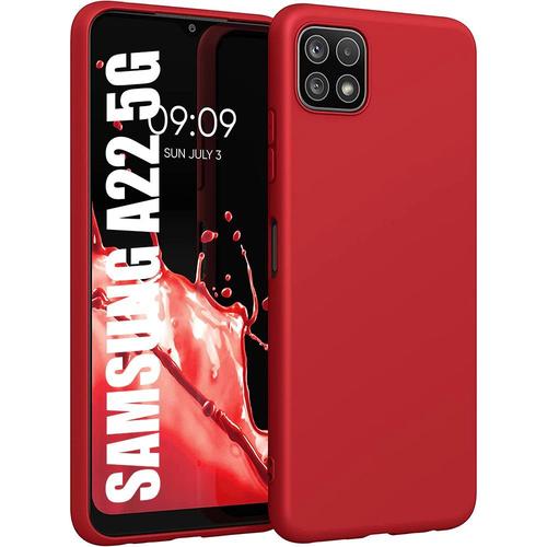 Coque Pour Samsung A22 5g Silicone Antichoc Rouge Souple Et Résistance