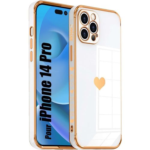 Coque Silicone Pour Iphone 14 Pro Motif CUr Souple Anti-Rayure - Blanc