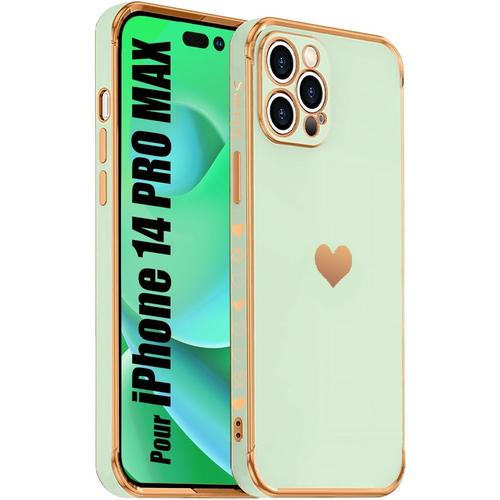 Coque Pour Iphone 14 Pro Max Turquoise Motif CUr Tpu Antichoc Souple Anti-Rayure