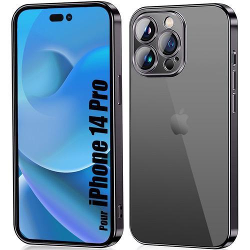 Coque Silicone Pour Iphone 14 Pro Transparent Avec Contour Noir