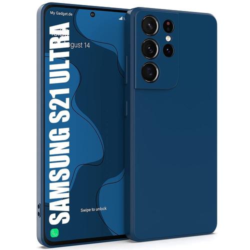 Coque Silicone Pour Samsung S21 Ultra Protection Antichoc Ultra Slim Bleu Marine
