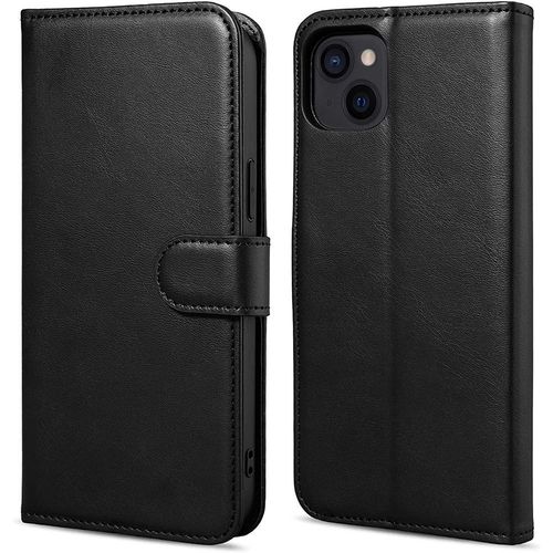 Coque Pour Iphone 14 Plus Fermeture Magnétique Effet Cuir Solide Élégant Noir