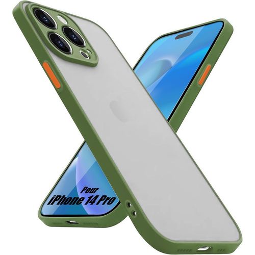 Coque Pour Iphone 14 Pro Silicone Fine Rigide Antichoc - Kaki