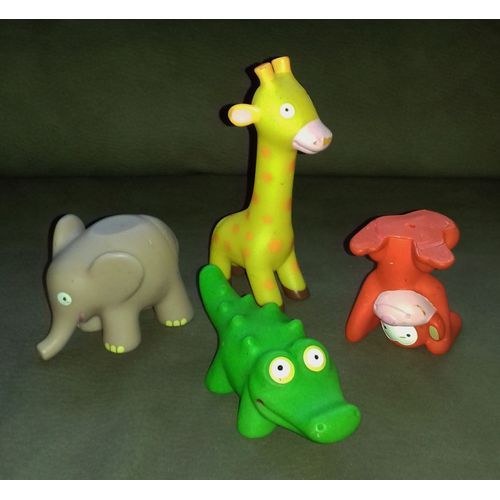 4 Animaux En Plastique Djeco (Crocodile, Singe, Eléphant Et Girafe)